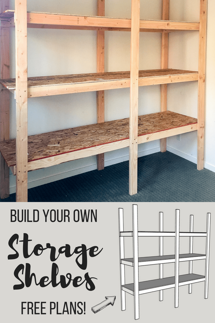 DIY shed shelving with image from free woodworking plans