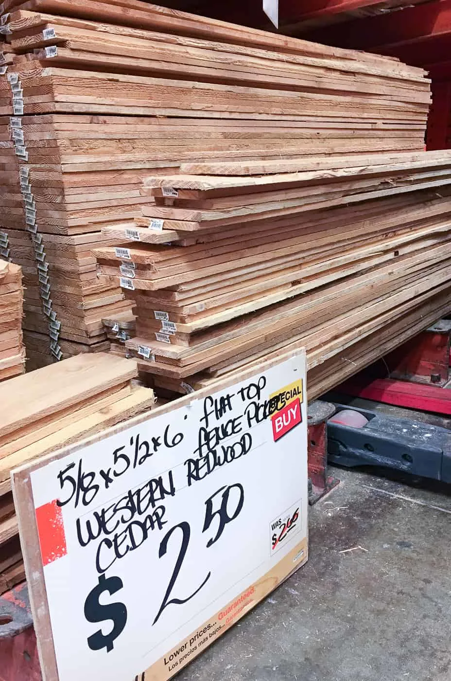 western red cedar fence pickets at Home Depot