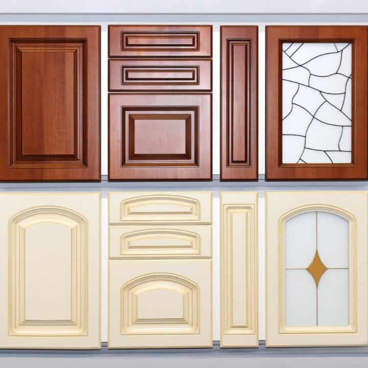 collage of different types of cabinet doors in different finishes